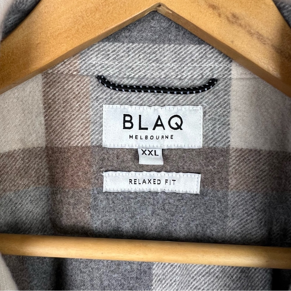BLAQ Plaid Overshirt Jacket (Shacket) Wool Alpaca Blend Flannel Relaxed Mens XXL - Picture 4 of 11